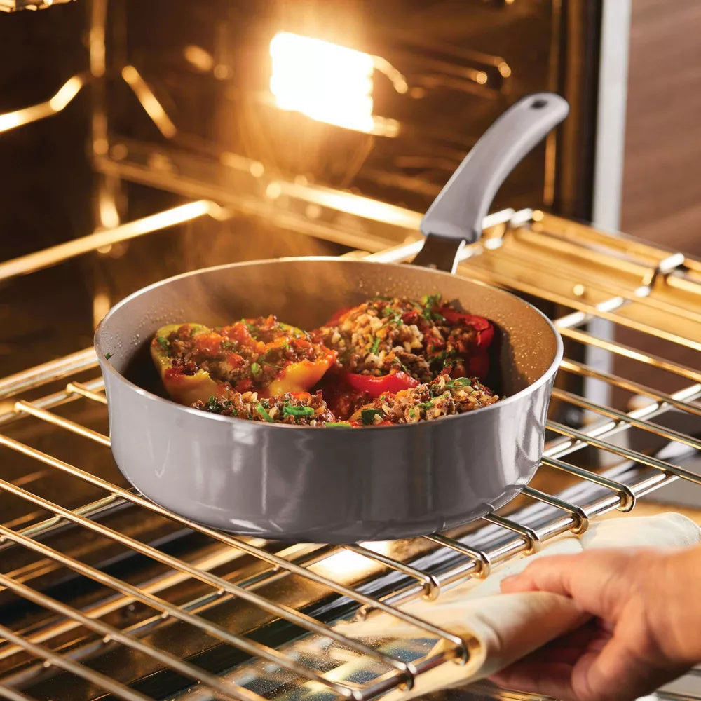 Cook + Create Aluminum Nonstick Saute Pan with Lid 3qt Gray Doba